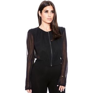 Naked Wardrobe Black Sheer Bomber Jacket
